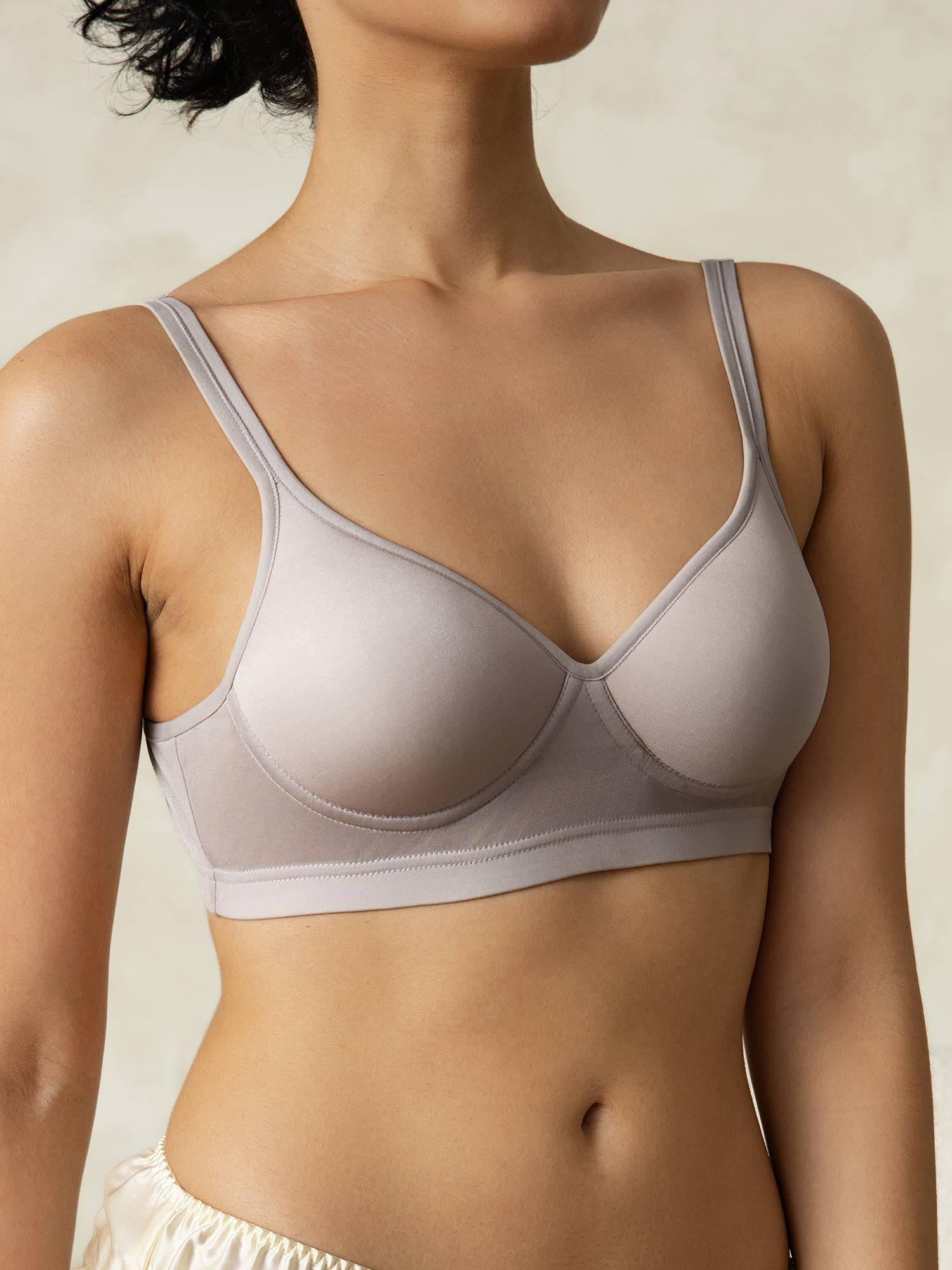 [Grå] SilkSilky-SE Silke Stickad Bra 002