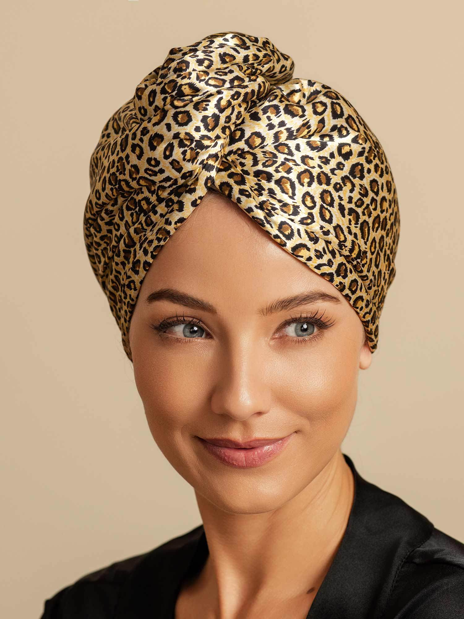 [Leopard] SilkSilky-SE Rent Silke Hair Towel Wrap 001,