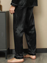 [Svart] SilkSilky-SE Rent Silke Mens Sleep Bottoms 005,