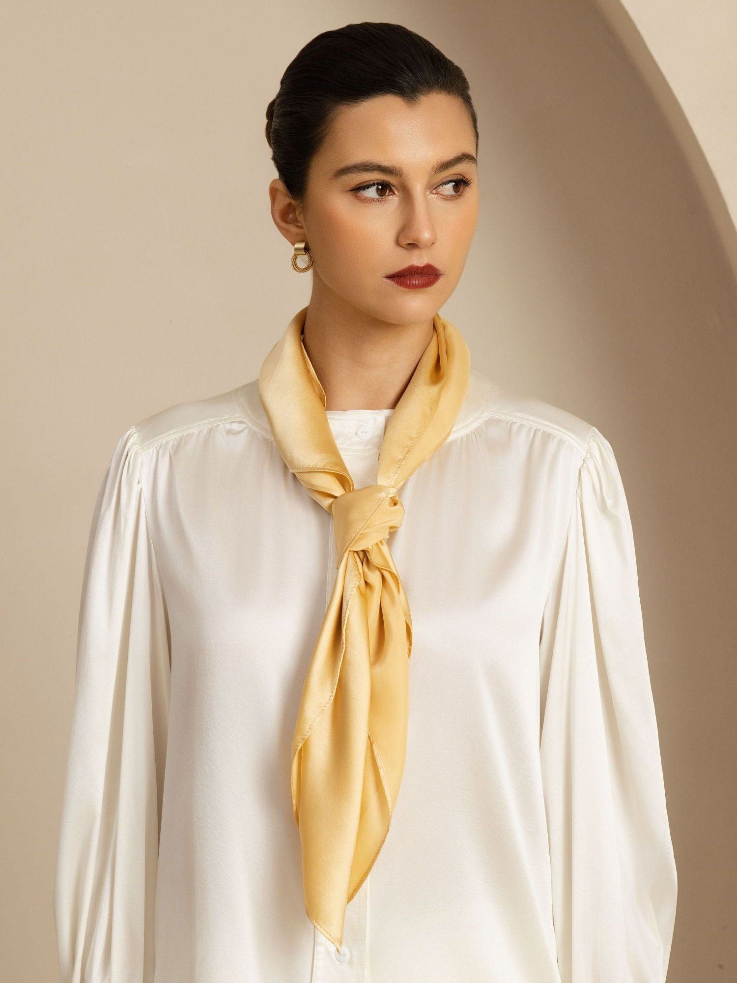 [Champagne] SilkSilky-SE Pure Silk Scarf 003