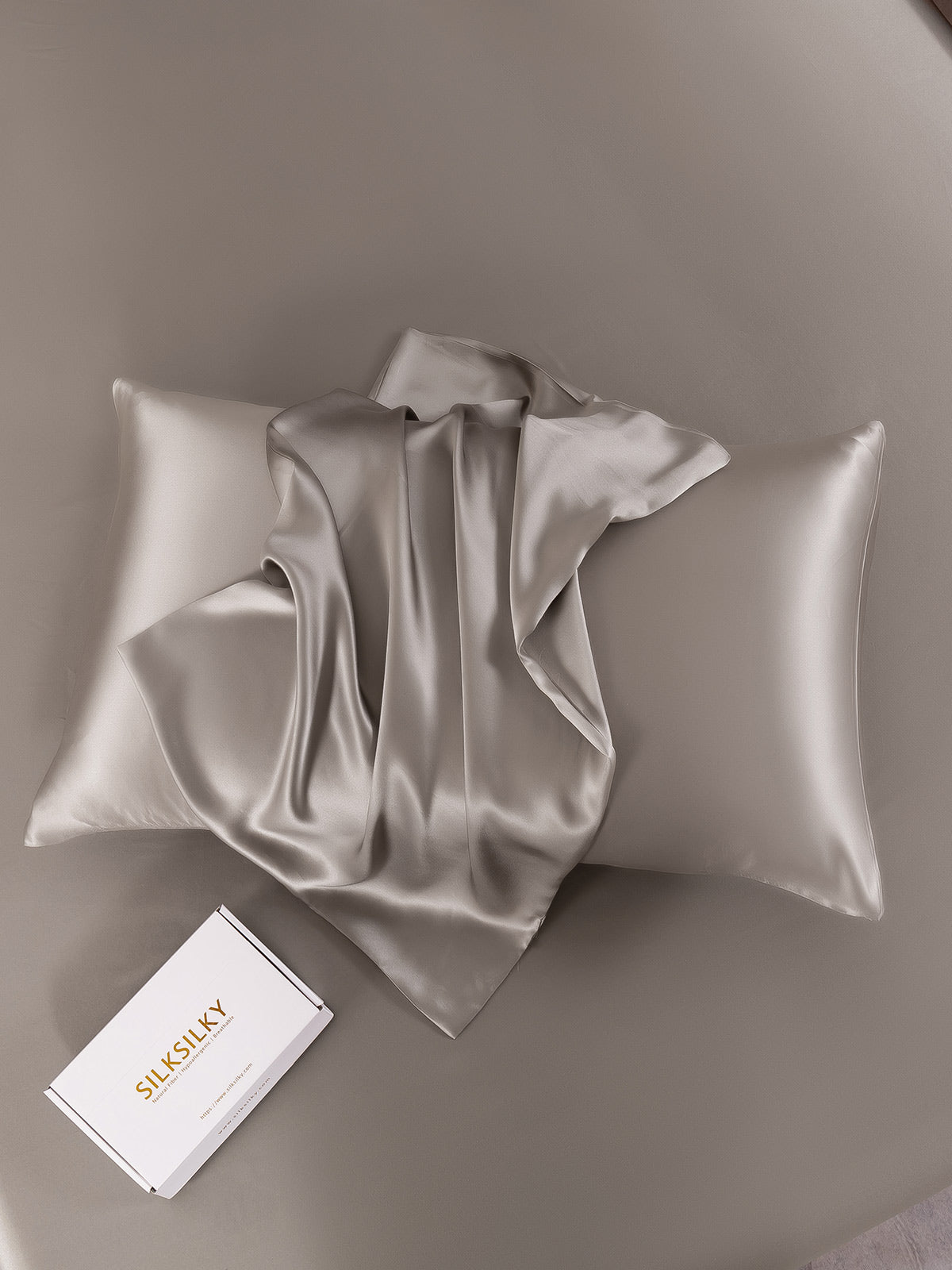 [Grå] SilkSilky-SE 22Momme Rent Silke Pillowcase 003