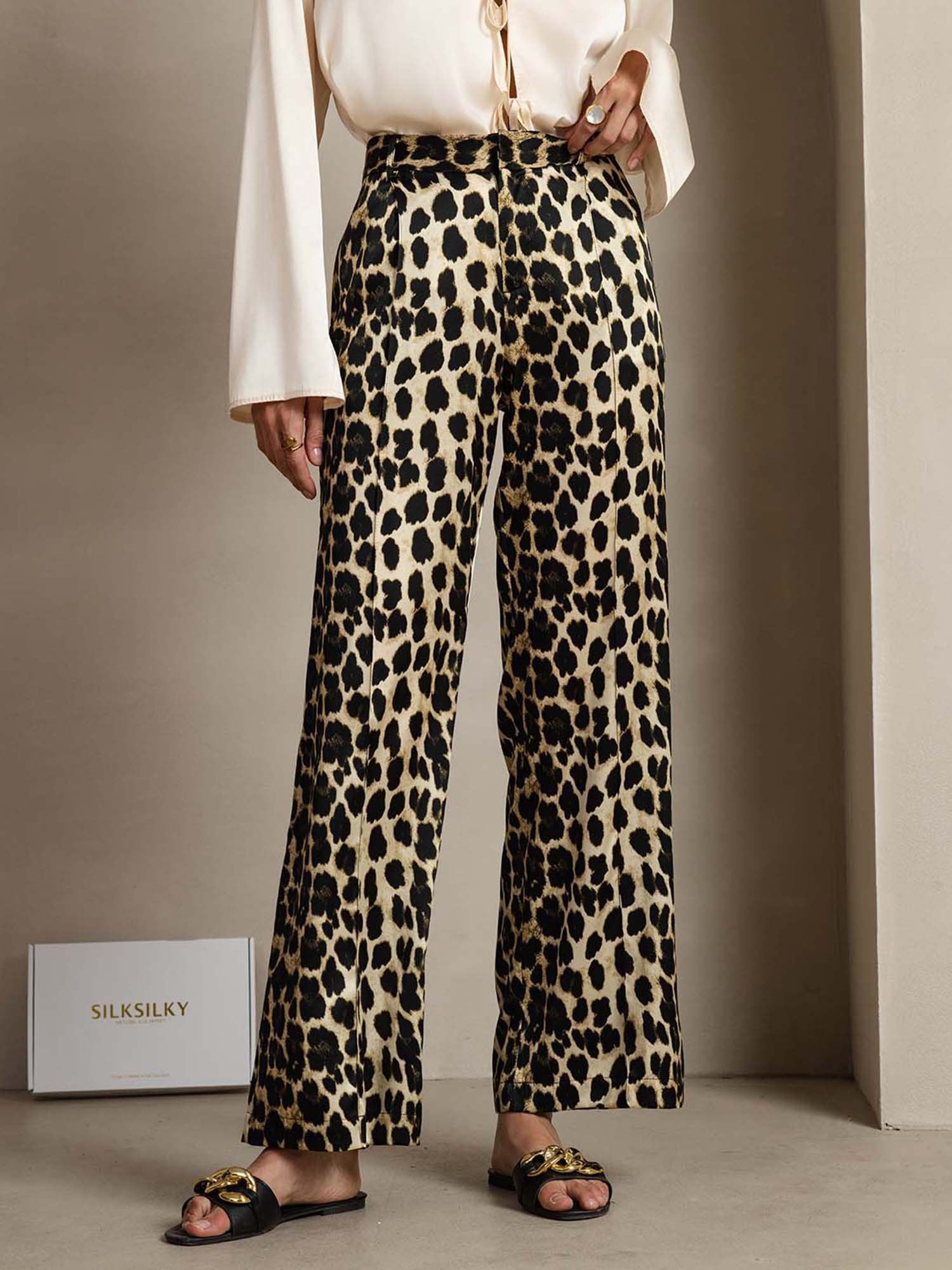 [Leopard] SilkSilky-SE 19Momme Silke Womens Pants 001