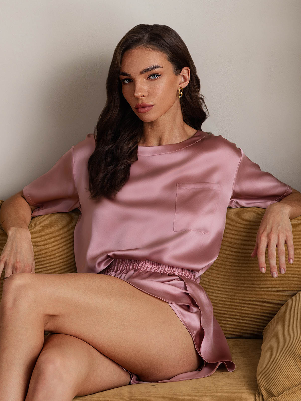 [Blek Mauve] SilkSilky-SE Rent Silke Womens Pajamas 003