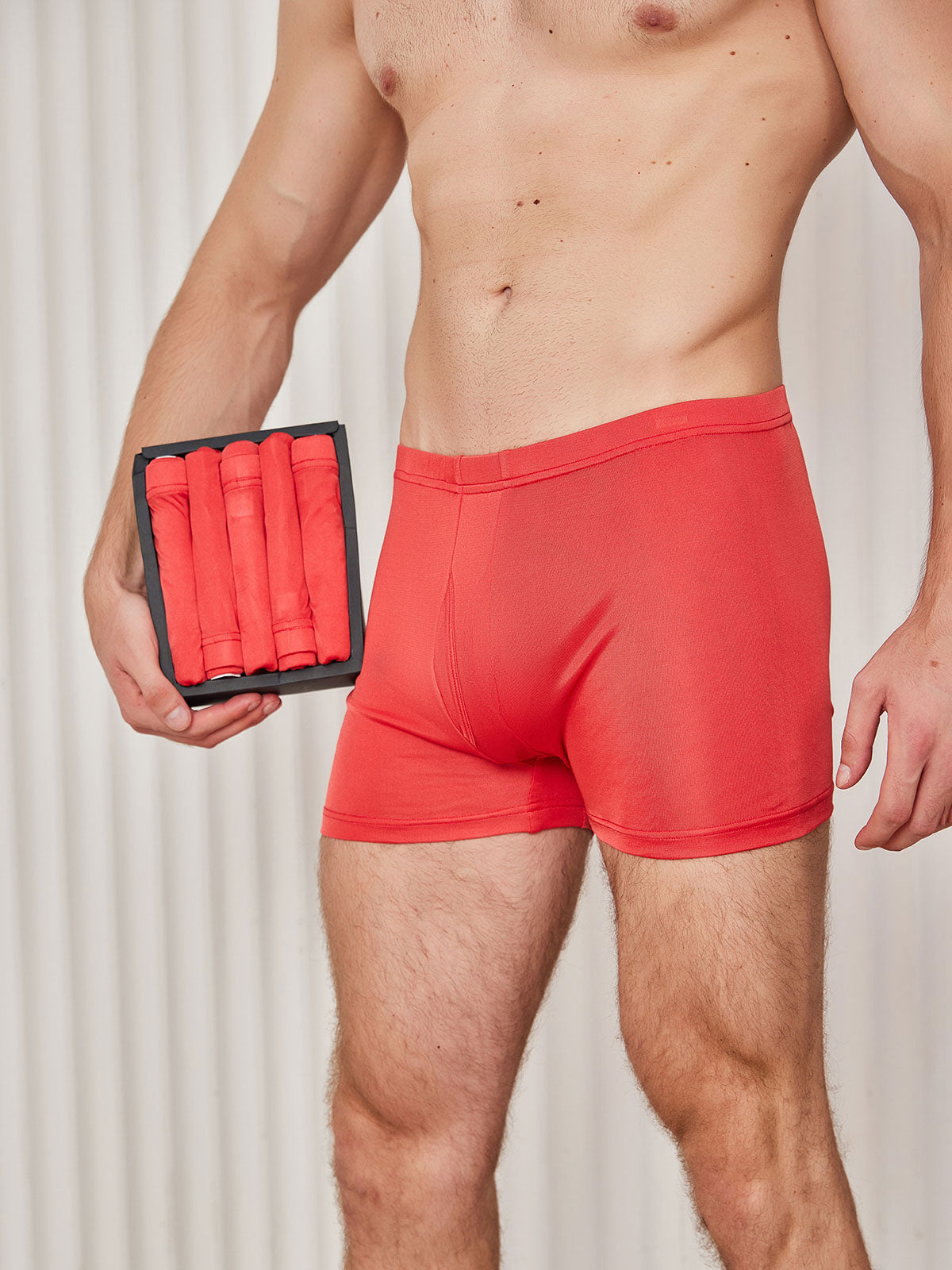 [Röd] SilkSilky-SE Silke Stickad Mens Underwear 001