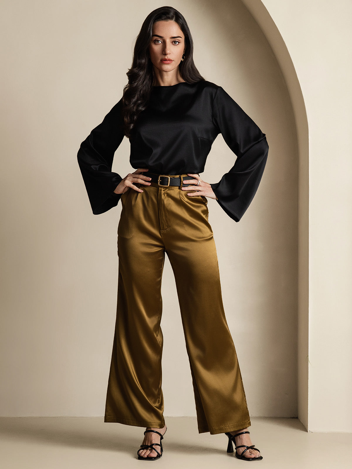 [Svart] SilkSilky-SE 19Momme Silke Womens T-Shirt 007,