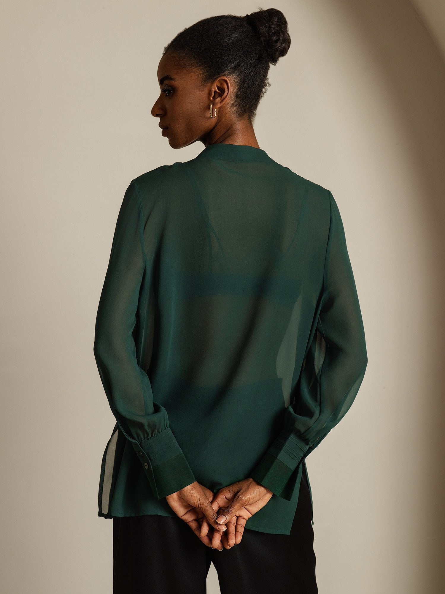 [Mörkgrön] SilkSilky-SE Rent Silke Womens Shirt 002