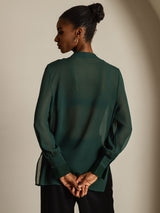 [Mörkgrön] SilkSilky-SE Rent Silke Womens Shirt 002