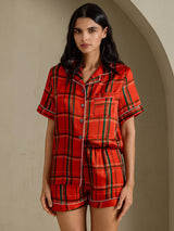 [Rutröd] SilkSilky-SE Short Sleeve Notch Collar Dam Pyjama 003