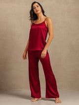 [Vin] SilkSilky-SE 19Momme Spaghetti Rem Djup Rund Halsringning Camisole Set 006