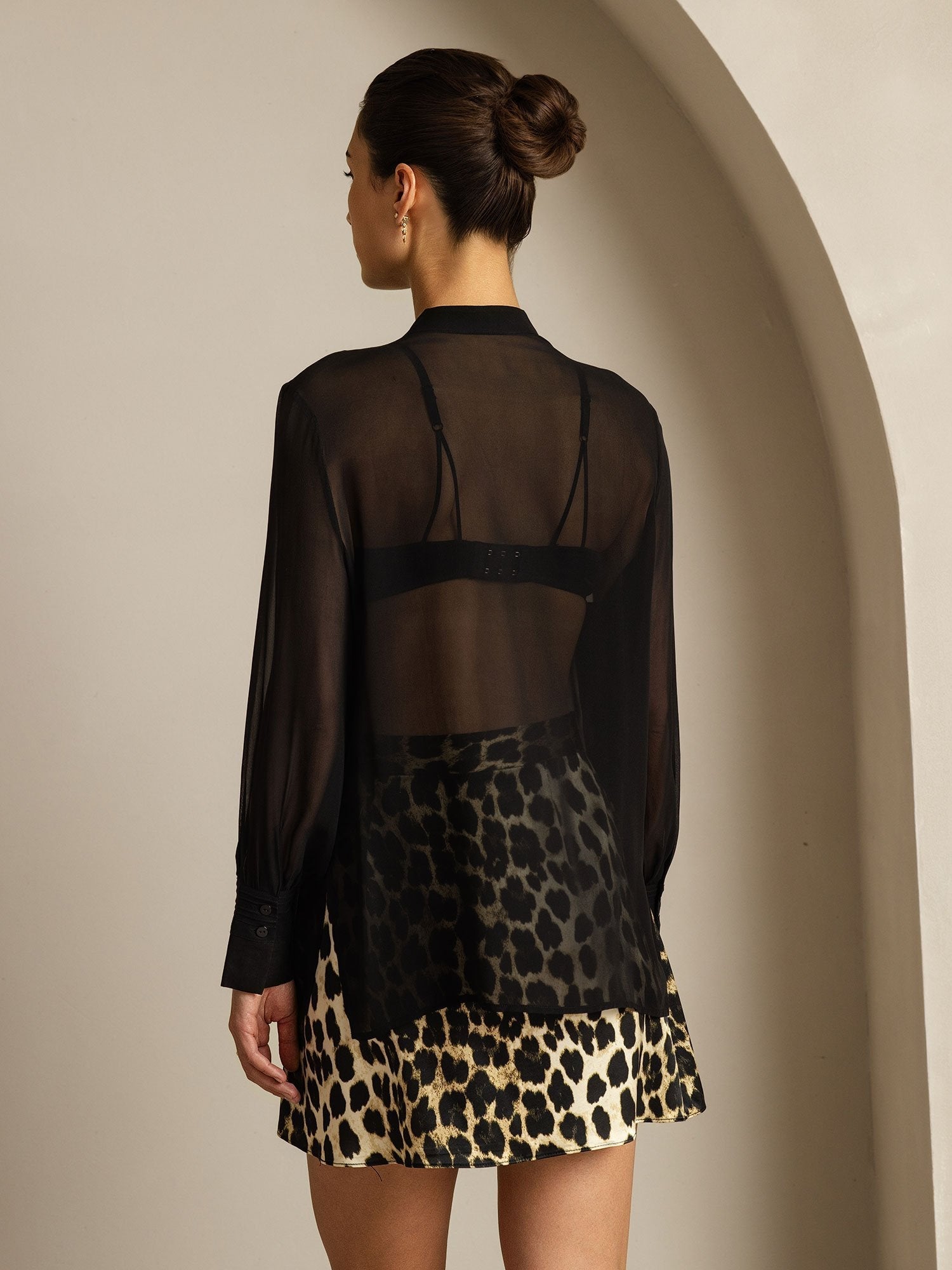 [Svart] SilkSilky-SE Rent Silke Womens Shirt 002