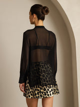 [Svart] SilkSilky-SE Rent Silke Womens Shirt 002
