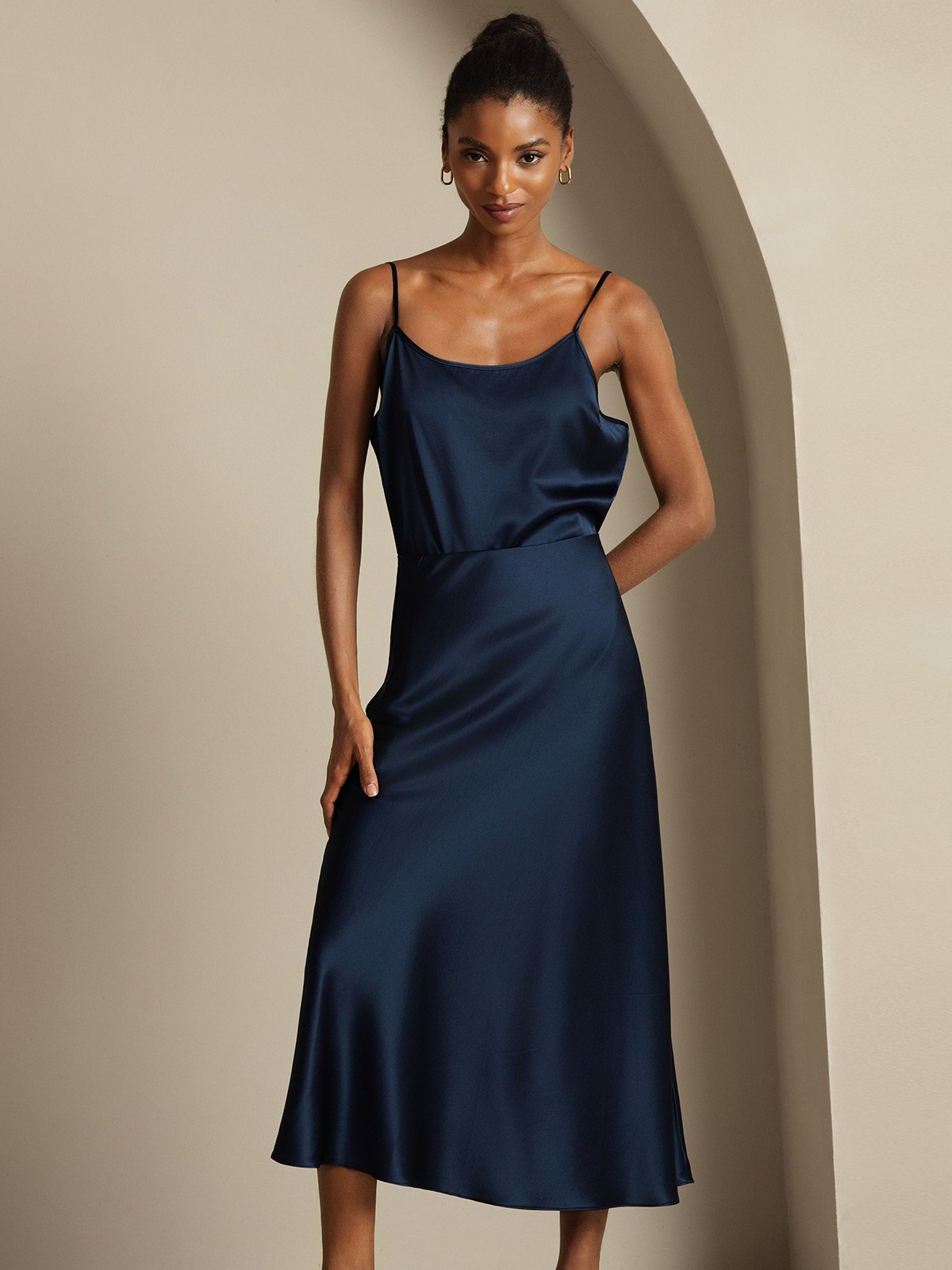 [Mörkblå] SilkSilky-SE 19Momme Rent Silke Womens Outfit Sets 003,