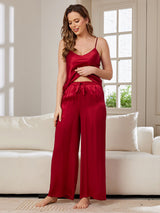 [Vin] SilkSilky-SE Spaghetti Rem V Ringning Camisole Set 005