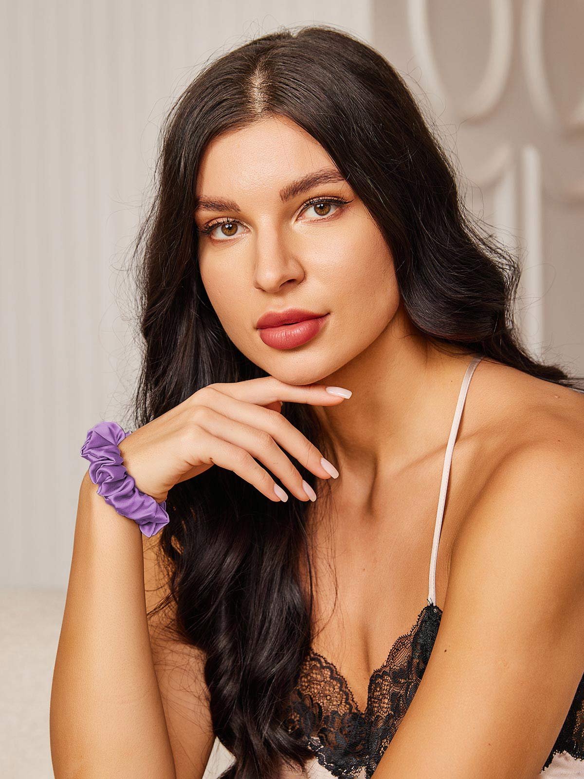 [Lavendel] SilkSilky-SE 19Momme Rent Silke Scrunchie 002