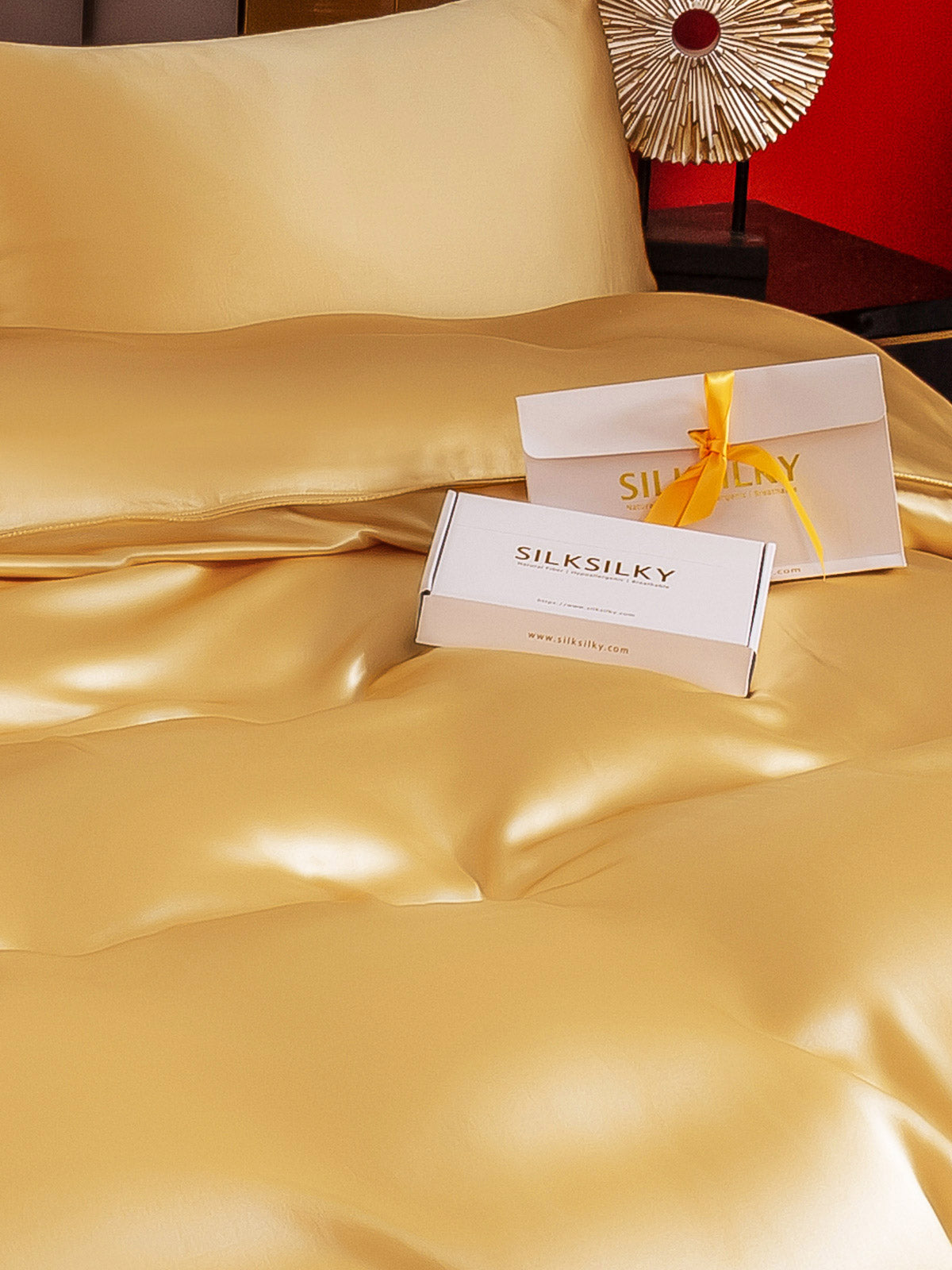 SilkSilky SE 25Momme Rent Silke Bedding Set Champagne 005