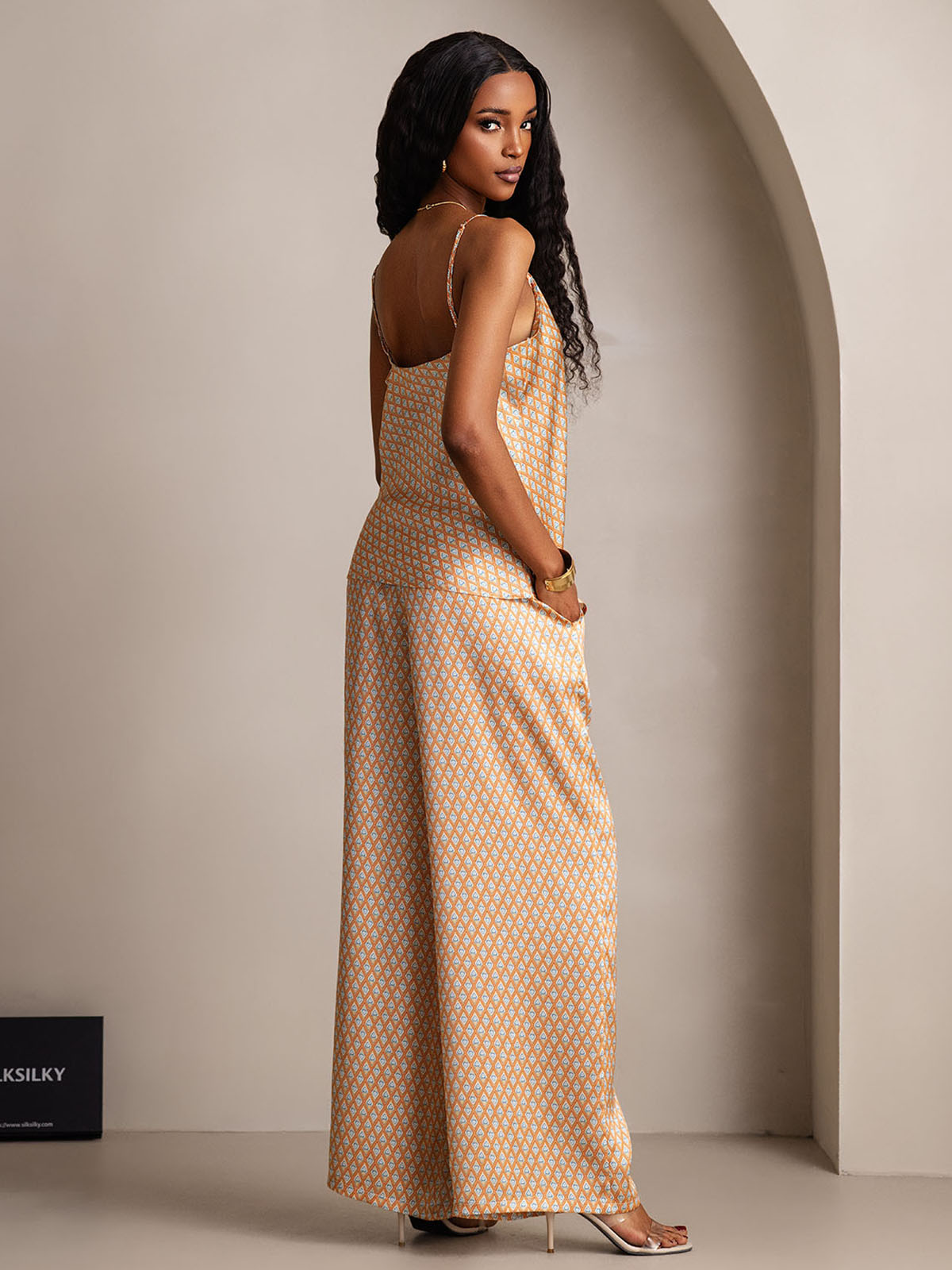 [Floral] SilkSilky-SE Rent Silke V-Hals Camisole Set 004