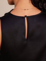 [Svart] SilkSilky-SE Sleeveless Cowl Neck Klänning 005