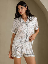[Vit Leopard] SilkSilky-SE Short Sleeve Notch Collar Dam Pyjama 004