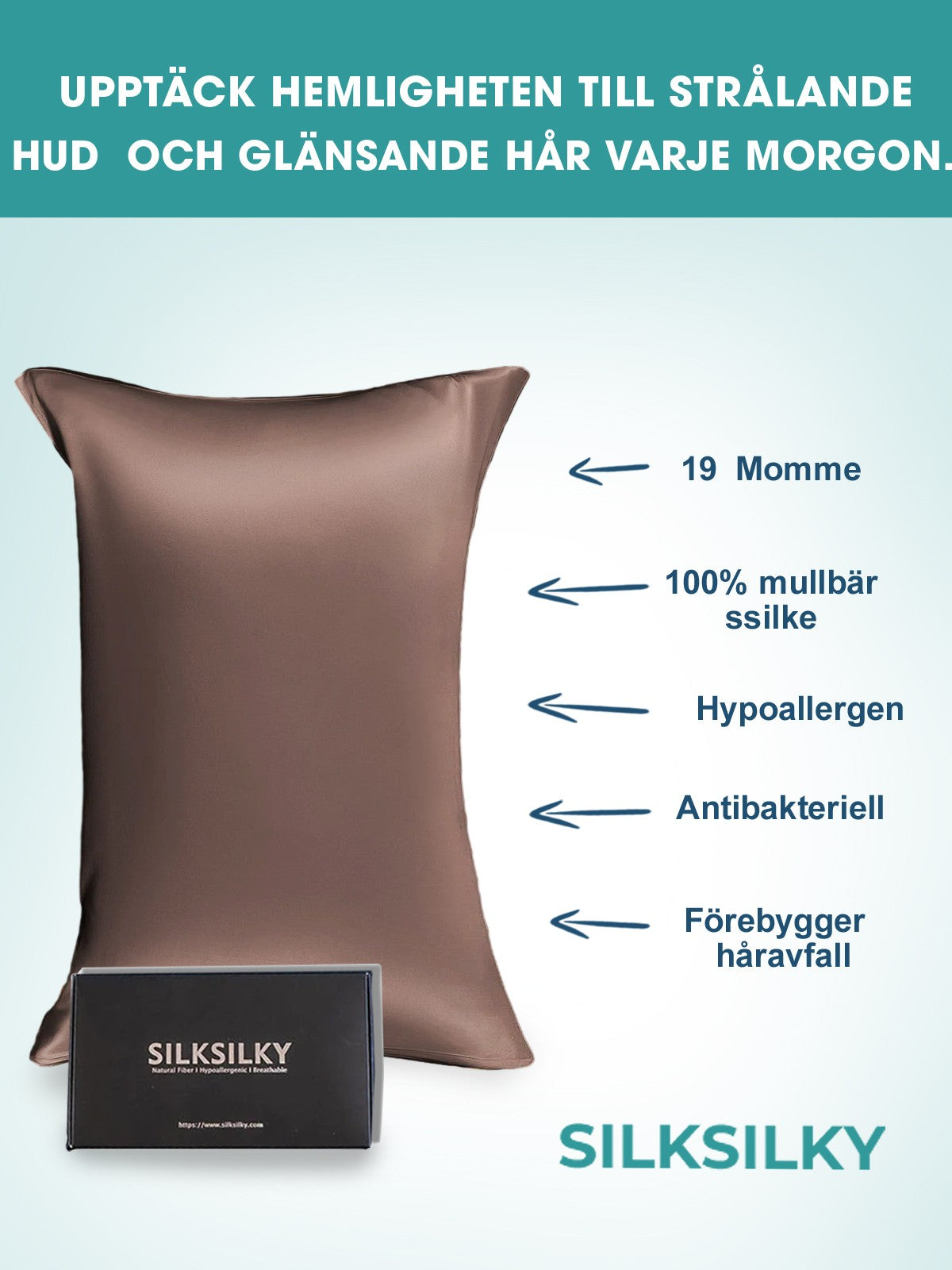 SilkSilky-SE 19Momme Rent Silke Pillowcase Brun 003