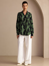 [Svart Mossa] SilkSilky-SE Long Sleeve Lapel Collar Blus 006