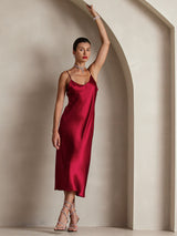 [Vin] SilkSilky-SE Spaghetti Strap V Neck Klänning 007
