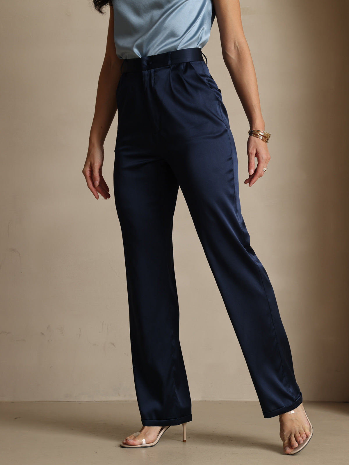 [Mörkblå] SilkSilky-SE 19Momme Silke Womens Pants 004