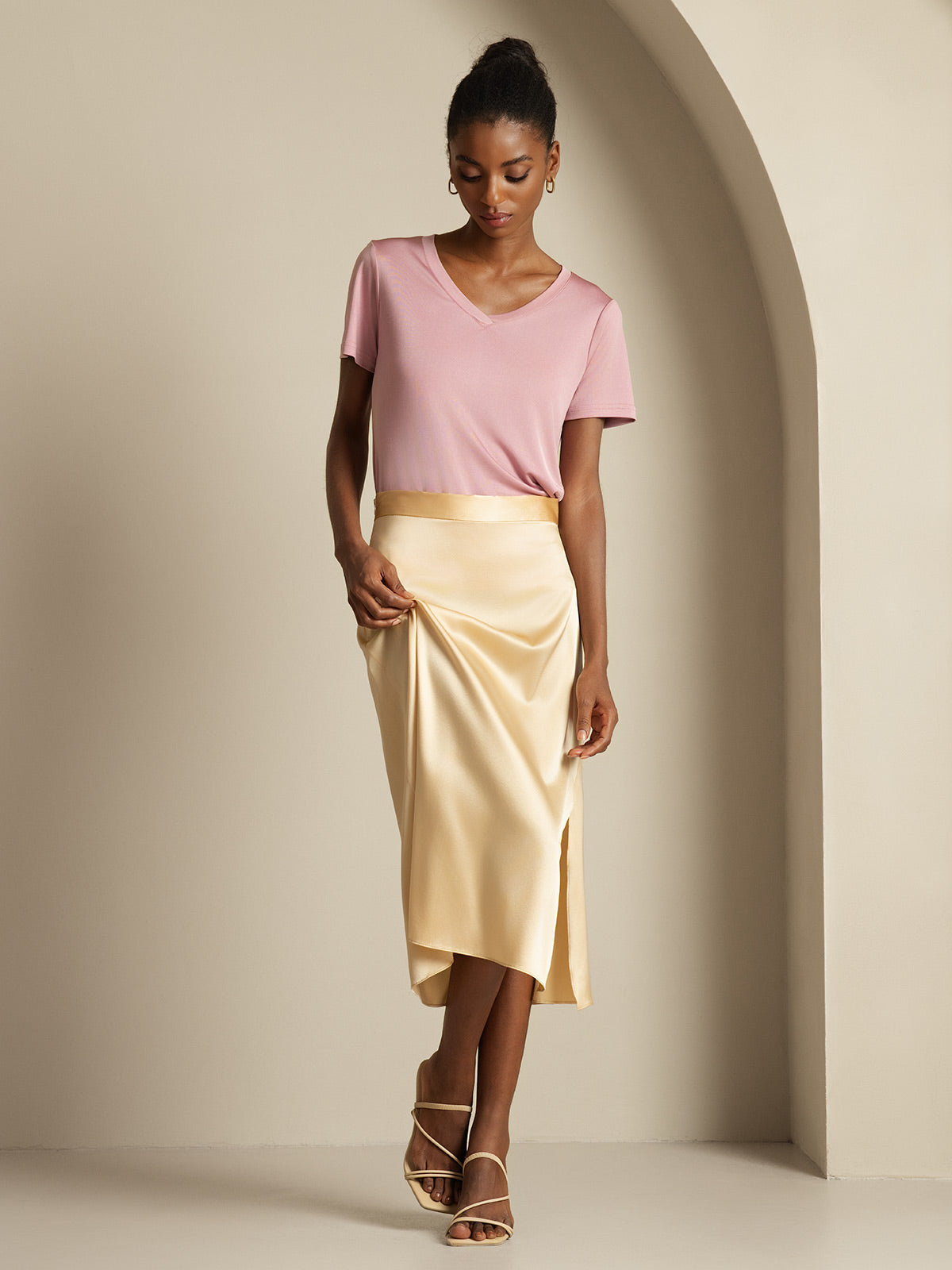 [Champagne] SilkSilky-SE 19Momme Silke Skirt 005
