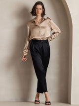 [Champagne] SilkSilky-SE Long Sleeve Lapel Collar Damskjorta 005