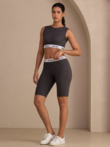 [Grå] SilkSilky-SE Sleeveless Crew Neck Women's Outfit Sets 005