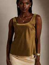[Brun] SilkSilky-SE Sleeveless Cami Toppar 004
