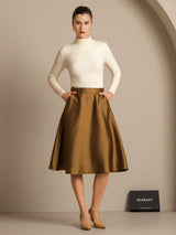 [Brons] SilkSilky-SE 32Momme Silk-Wool Blend Skirt 008
