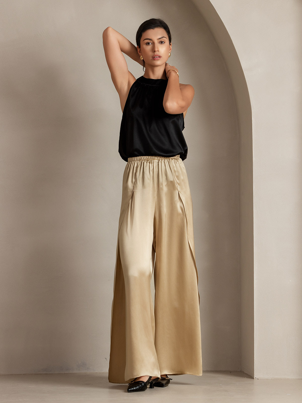 [Champagne] SilkSilky-SE 19Momme Silke Womens Pants 011