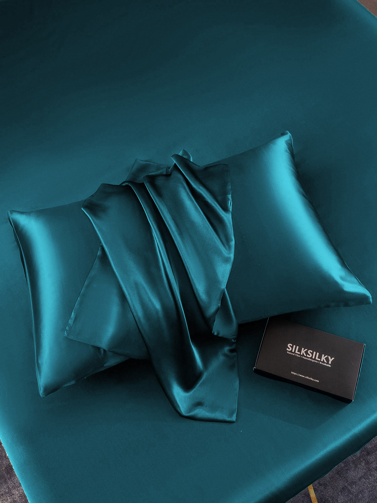 [Kungsblått] SilkSilky-SE 22Momme Rent Silke Pillowcase 004