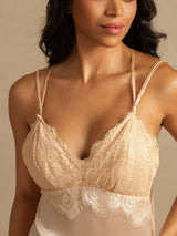 [Ljusrosa] SilkSilky-SE Spaghetti Strap V Neck Nattlinne 004
