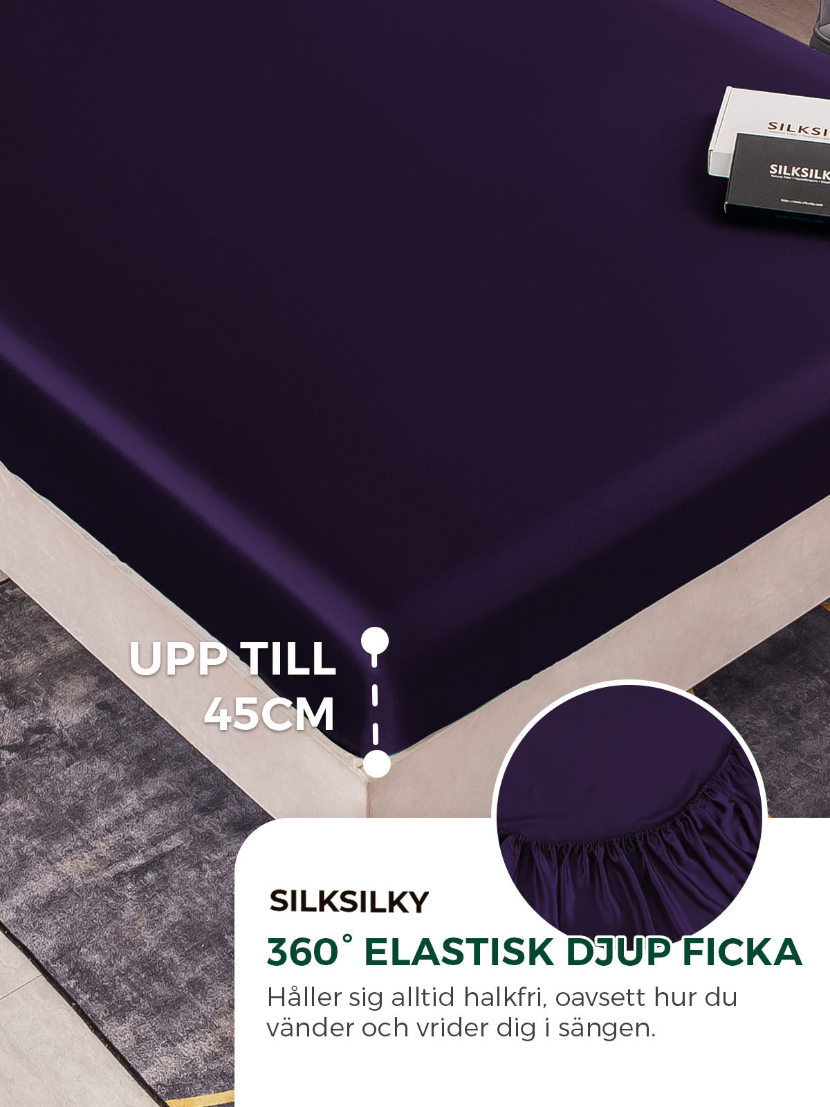 [Mörklila] SilkSilky-SE 25Momme Rent Silke Bedding Set 004,