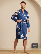 [Mörkblå] SilkSilky-SE 19Momme Mens Robe 005
