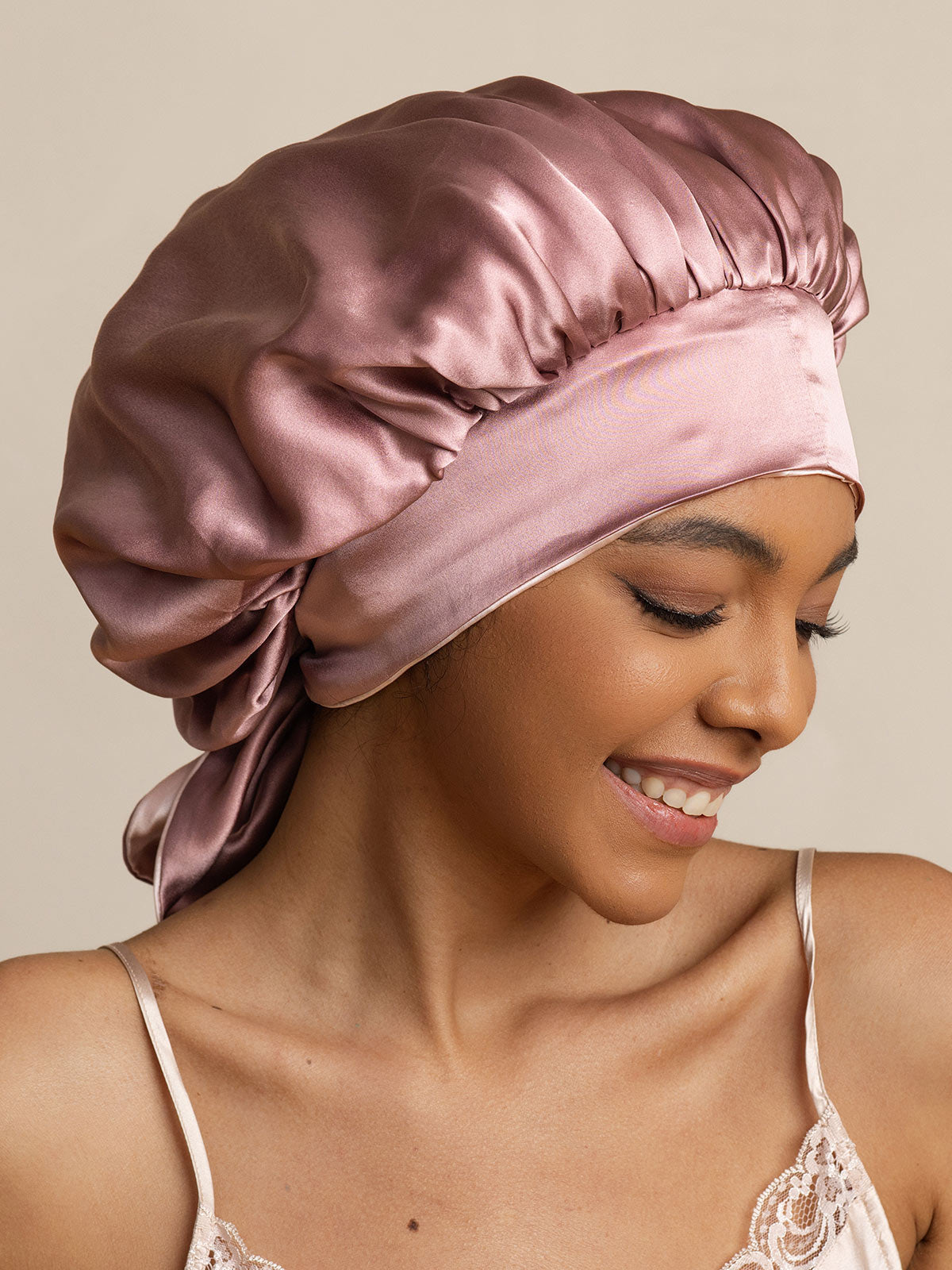 SilkSilky-SE Rent Silke Sleep Cap BlekMauve 003