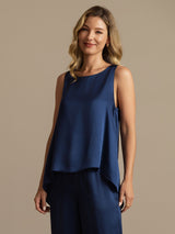 [Mörkblå] SilkSilky-SE Sleeveless Dam Pyjama 003