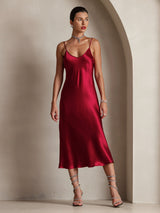 [Vin] SilkSilky-SE Spaghetti Strap V Neck Klänning 006
