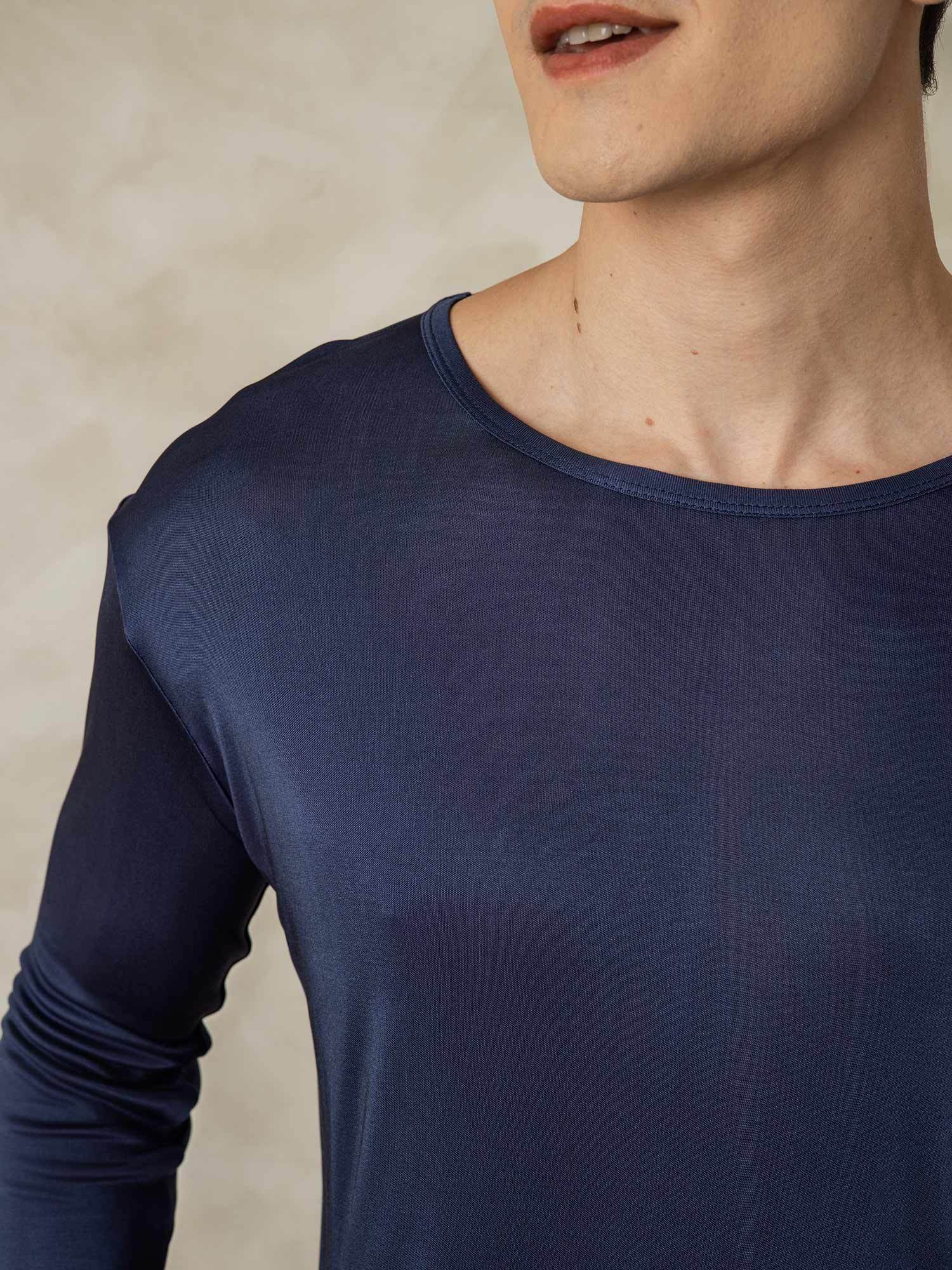 [Mörkblå] SilkSilky-SE Silke Mens Pajamas 004