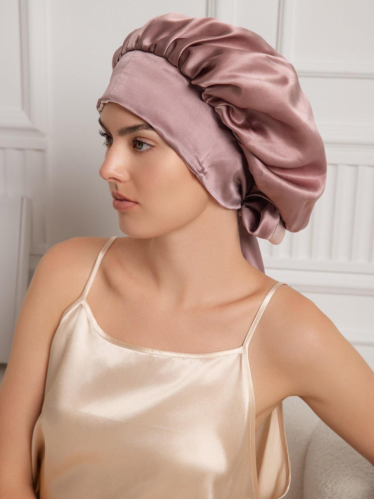 [Blek Mauve] SilkSilky-SE Rent Silke Sleep Cap 001