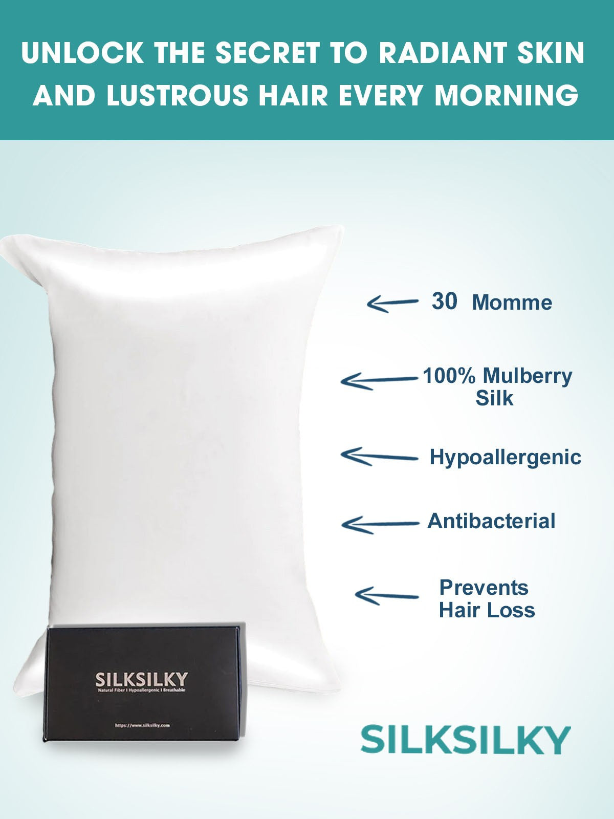 SilkSilky-SE 30Momme Rent Silke Pillowcase Vit 003