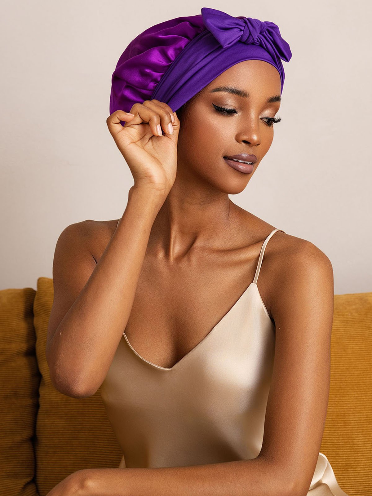 SilkSilky-SE Rent Silke Sleep Cap Lila 003