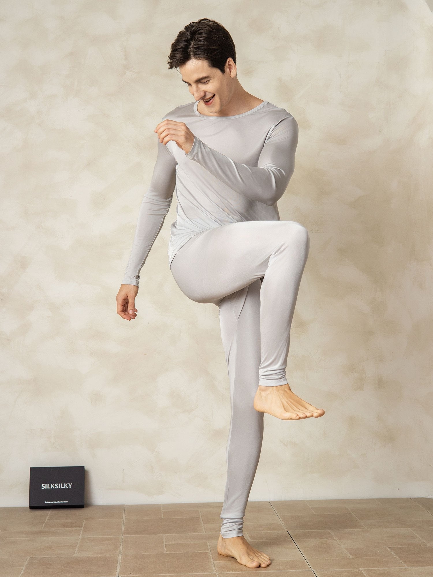 [Silver] SilkSilky-SE Lång Ärm Rund Halsringning Herr Långkalsonger 002
