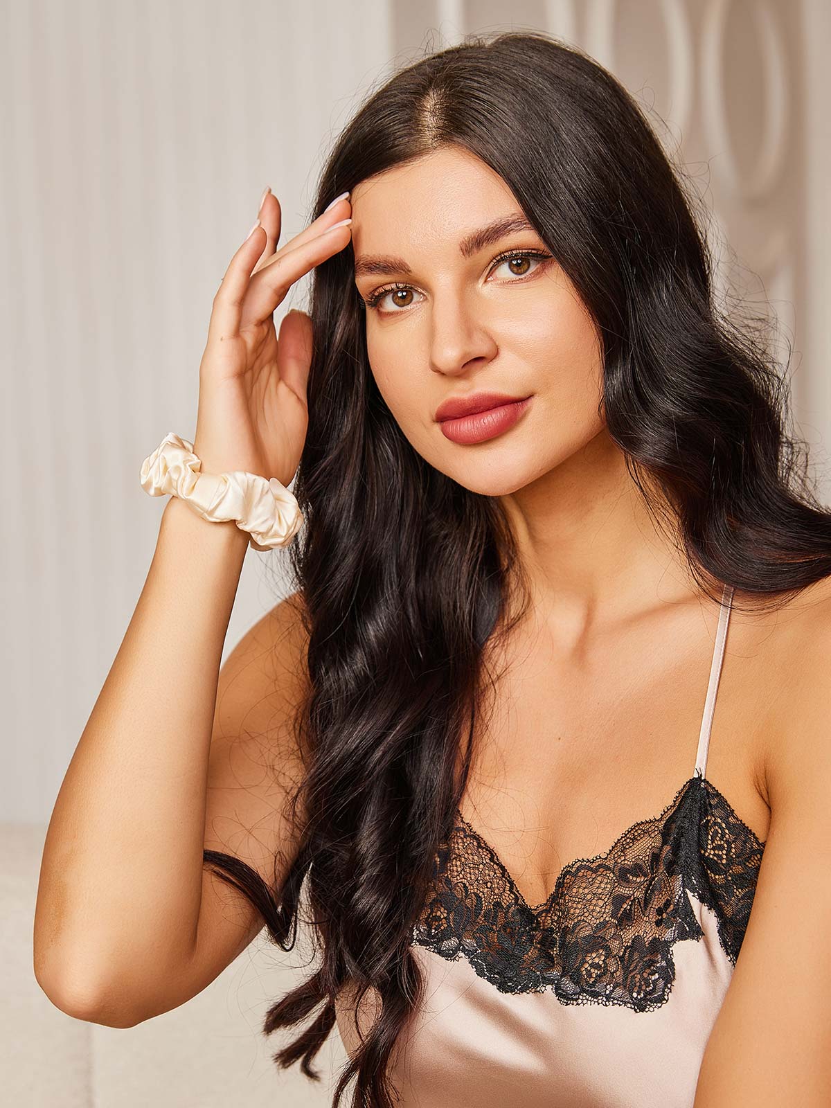 [Ljusbeige] SilkSilky-SE 19Momme Rent Silke Scrunchie 002