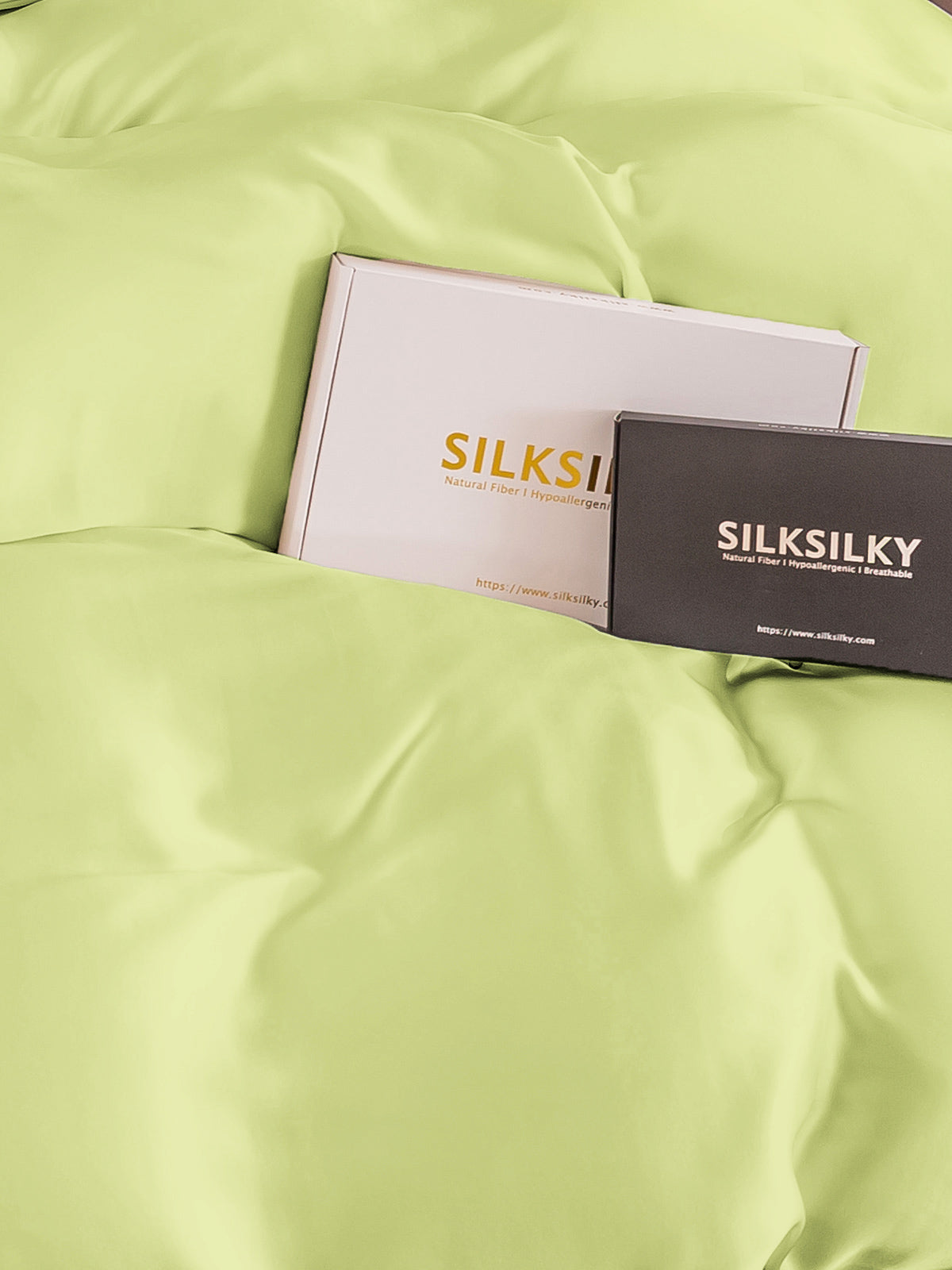 SilkSilky SE 19Momme Rent Silke Duvet Cover Mintgrön 004