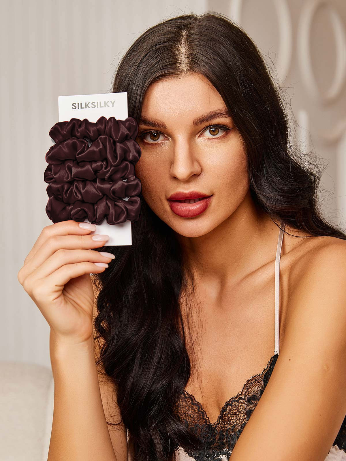 [Brun] SilkSilky-SE 19Momme Rent Silke Scrunchie 002