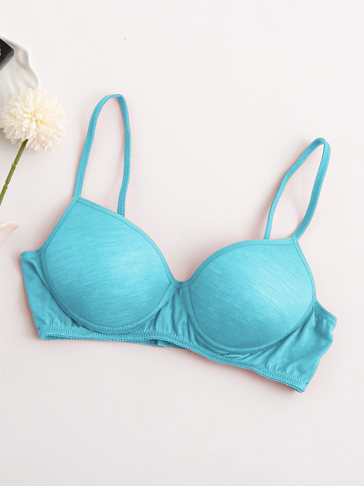 [Blå] SilkSilky-SE Silke Stickad Bra 005