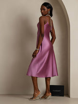 [Mörklila] SilkSilky-SE Spaghetti Strap V Neck Nattlinne 002