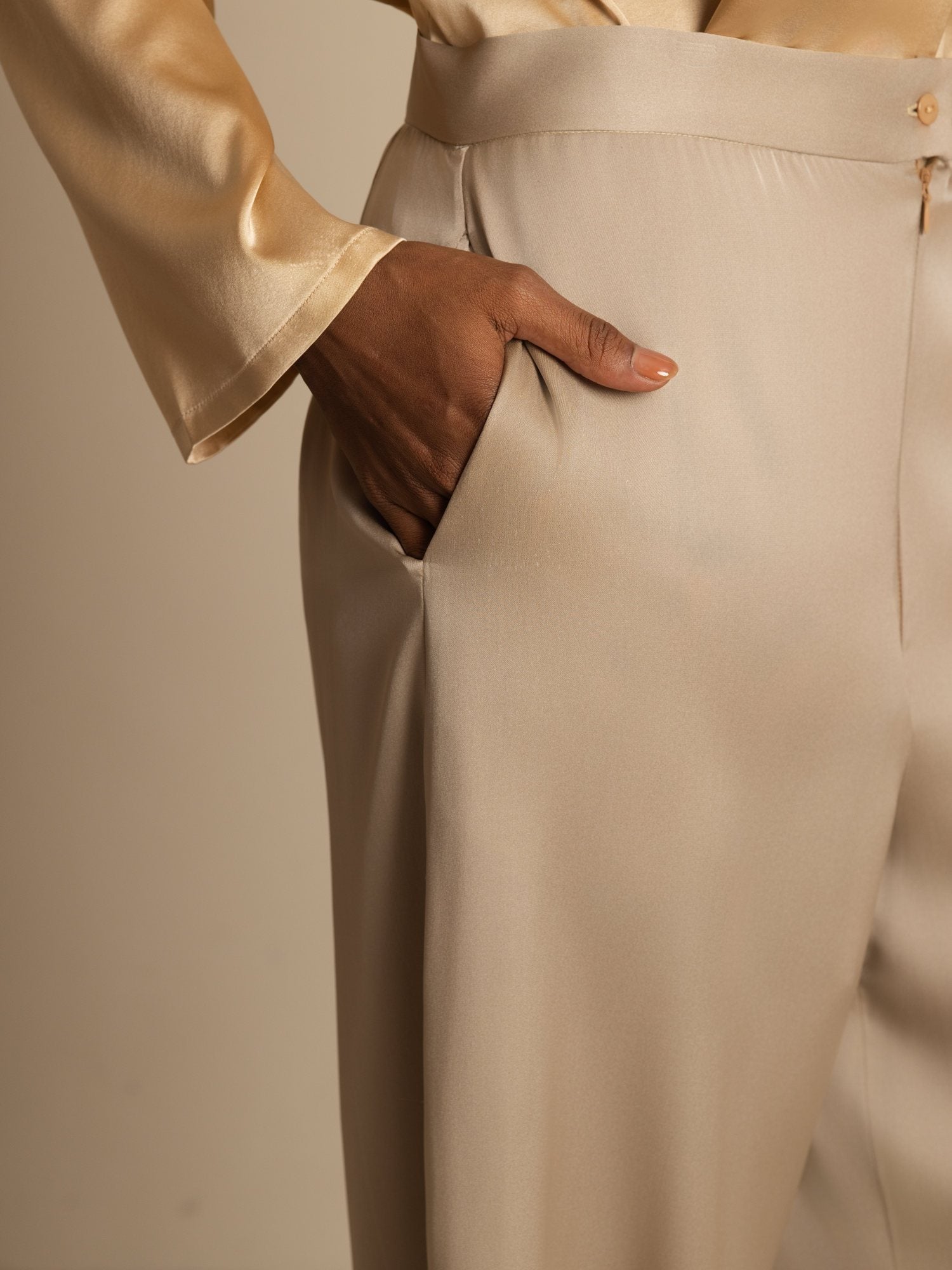 [Tan] SilkSilky-SE 19Momme Silke Womens Pants 005